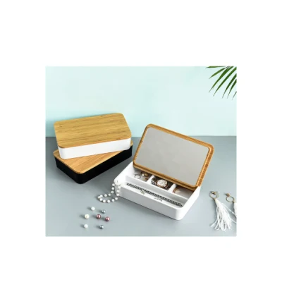 Specchio cosmetico per trucco organizzatore con vetro acrilico grande cristallo personalizzato gioielli in oro rosa nero scatola portaoggetti per pennelli di bellezza