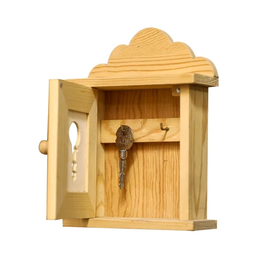 Scatola portaoggetti per chiavi in ​​legno con cerniera anticata in legno massello per decorazioni per la casa